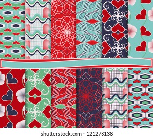 Abstract vector set of paper for scrapbook Valentine's Day