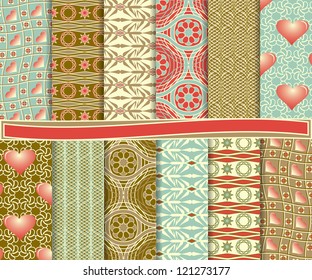 Abstract vector set of paper for scrapbook Valentine's Day