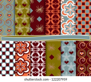 Abstract vector set of paper for scrapbook Valentine's Day