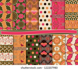 Abstract vector set of paper for scrapbook Valentine's Day