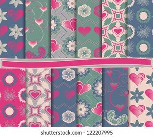 Abstract vector set of paper for scrapbook Valentine's Day
