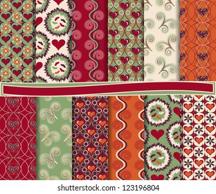 Abstract vector set of paper for scrapbook Valentine's Day