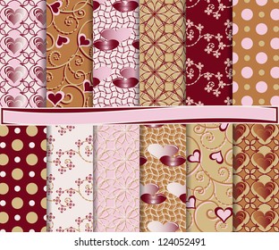 Abstract vector set of paper for scrapbook Valentine's Day