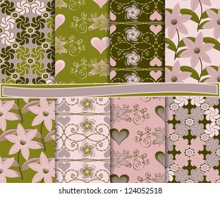 Abstract vector set of paper for scrapbook Valentine's Day
