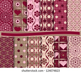 Abstract vector set of paper for scrapbook Valentine's Day