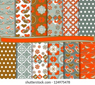 Abstract vector set of paper for scrapbook Valentine's Day