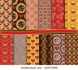 Abstract vector set of paper for scrapbook Valentine's Day