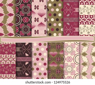 Abstract vector set of paper for scrapbook Valentine's Day