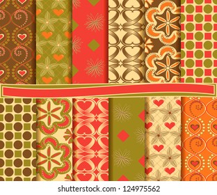 Abstract vector set of paper for scrapbook Valentine's Day