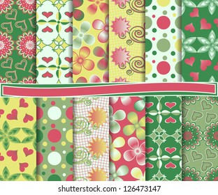 Abstract vector set of paper for scrapbook Valentine's Day