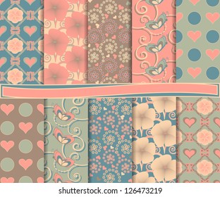 Abstract vector set of paper for scrapbook Valentine's Day