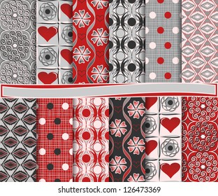 Abstract vector set of paper for scrapbook Valentine's Day