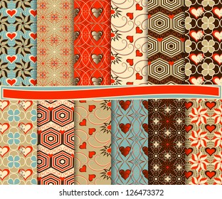 Abstract vector set of paper for scrapbook Valentine's Day
