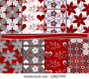 Abstract vector set of paper for scrapbook with flowers