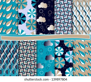 Abstract vector set of paper for scrapbook with elements Rain