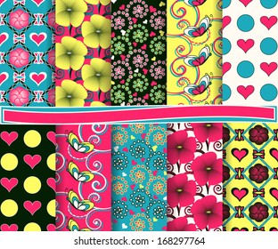 Abstract vector set of paper for scrapbook Valentine's Day