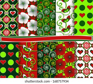 Abstract vector set of paper for scrapbook Valentine's Day