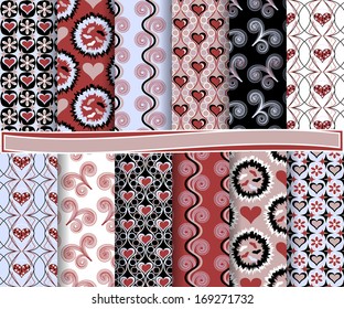 Abstract vector set of paper for scrapbook Valentine's Day 