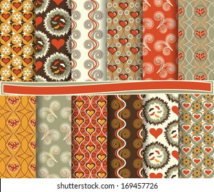 Abstract vector set of paper for scrapbook Valentine's Day 