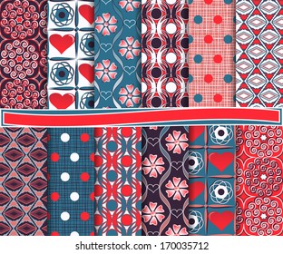 Abstract vector set of paper for scrapbook Valentine's Day