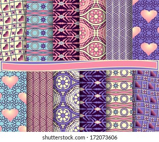 Abstract vector set of paper for scrapbook Valentine's Day