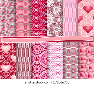 Abstract vector set of paper for scrapbook Valentine's Day