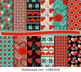 Abstract vector set of paper Valentine's Day