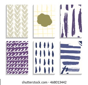 Abstract vector set prints with geometrical colorful elements on white background with black mess. For wrapping, cards, posters, flyers, banners