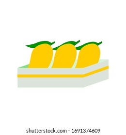 Abstract Vector Set Of Ripe Sweet Mango In A Box For Sale White Background