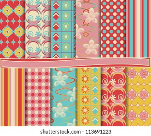 Abstract vector set of scrapbook paper