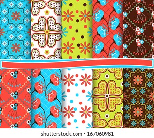 Abstract vector set of scrapbook paper Valentine's Day