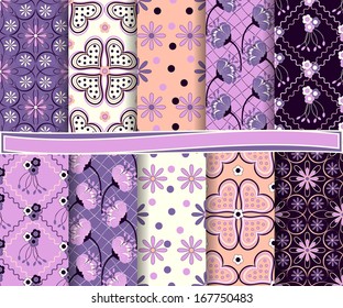 Abstract vector set of scrapbook paper Valentine's Day