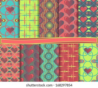 Abstract vector set of scrapbook paper with Valentine's Day