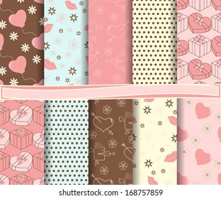 Abstract vector set of scrapbook paper Valentine's Day 