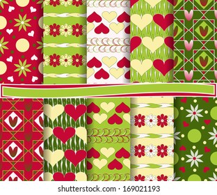 Abstract vector set of scrapbook paper Valentine's Day
