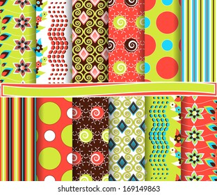 Abstract vector set of scrapbook paper