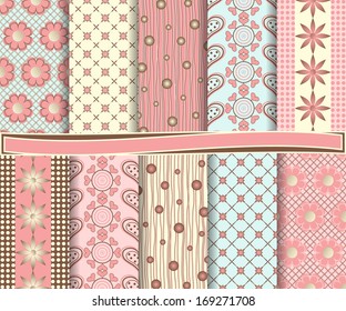 Abstract vector set of scrapbook paper Valentine's Day