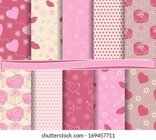 Abstract vector set of scrapbook paper Valentine's Day 