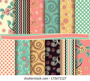 Abstract vector set of scrapbook paper 