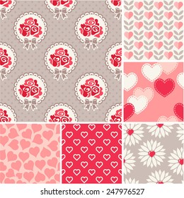 Abstract vector set of scrapbook paper Valentine's Day