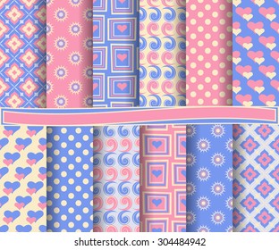 abstract vector set of scrapbook paper for Valentine's Day