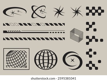 Abstract vector shape element set