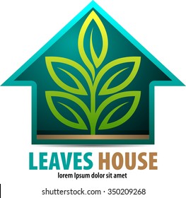 Abstract vector, shape leaves home as a symbol of gardening activity, agriculture, and environmentalists.