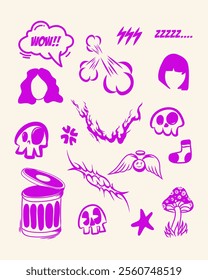 Abstract vector shape purple sticker t shirt element graphic design illustration fabric textile paper print art decoration editable	