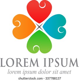 abstract vector, shape symbols of love, modified with a ray of light become a general corporate logo