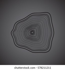 Abstract Vector Shape. Tree Rings on Dark Mystery Background