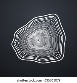 Abstract Vector Shape. Tree Rings or White Ink In Black Liquid
