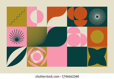 Abstract vector shapes collection of bold graphics elements and simple geometrical forms, useful for web design, poster art, decorative print, invitation letter, background.