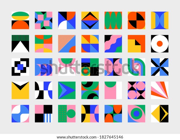 Abstract vector\
shapes collection of bold graphics elements and simple geometrical\
forms, useful for web design, poster art, decorative print,\
invitation letter,\
background.