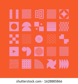Abstract vector shapes collection of naive hand-drawn elements and simple geometrical forms, useful for web design, poster art, textile design, decorative print, invitation letter, background.